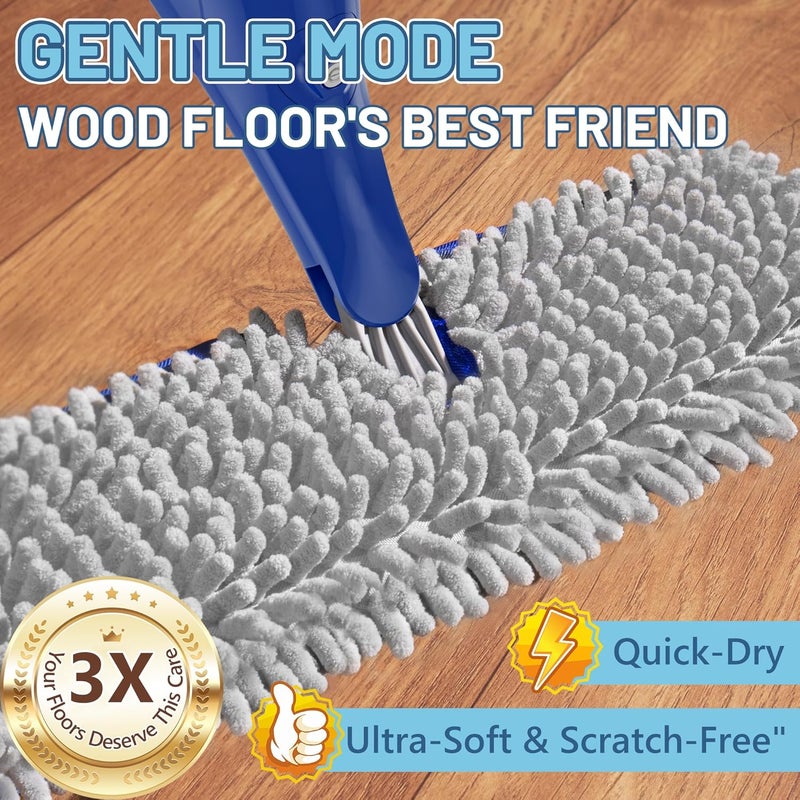 PAPCLEAN Spray Mops for Floor Cleaning: Double Sided Dust Mop for Hardwood Wood Tile Floor with Reusable Microfiber Pads - Wet Dry Kitchen Bathroom Cleaning - Image 4